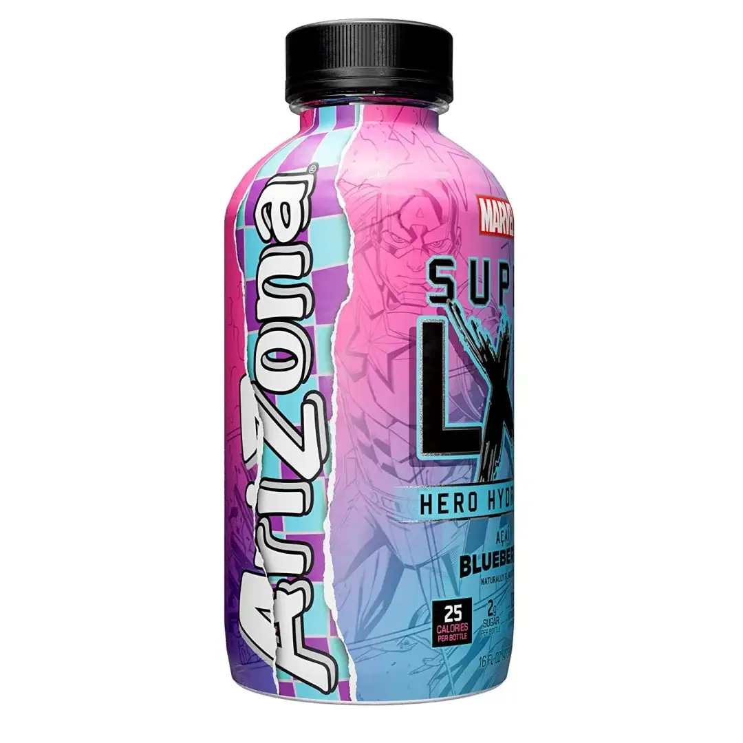 Arizona x Marvel Super LXR Hero Hydration - Acai Blueberry - 16oz (Pack of 12) - Sports Drink, with Electrolytes - Image 3