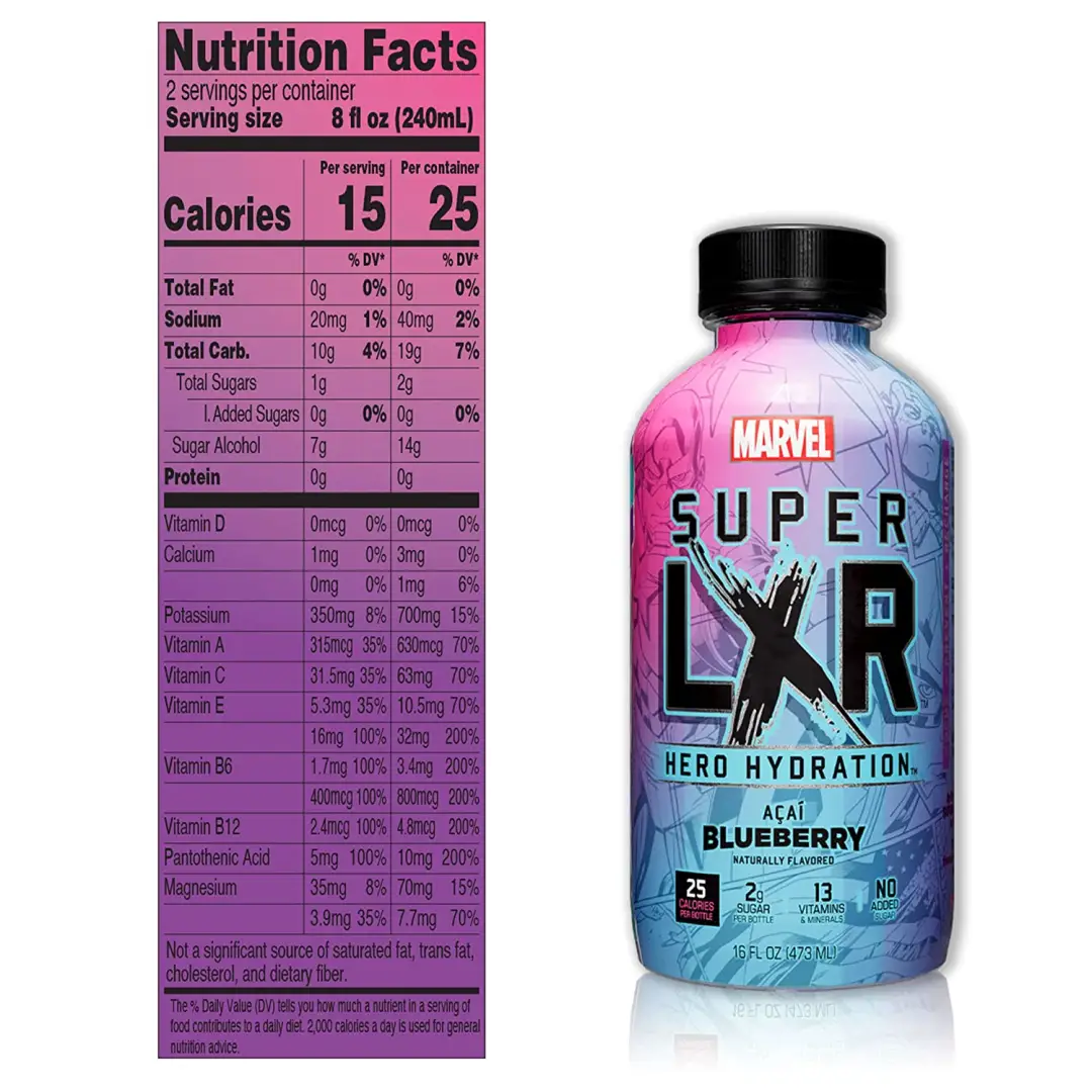 Arizona x Marvel Super LXR Hero Hydration - Acai Blueberry - 16oz (Pack of 12) - Sports Drink, with Electrolytes - Image 5