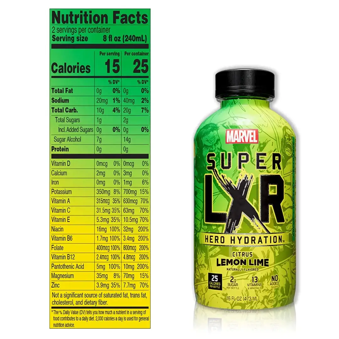 AriZona x Marvel Super LXR Hero Hydration - Citrus Lemon Lime - 16oz (Pack of 12) - Sports Drink, with Electrolytes - Image 4