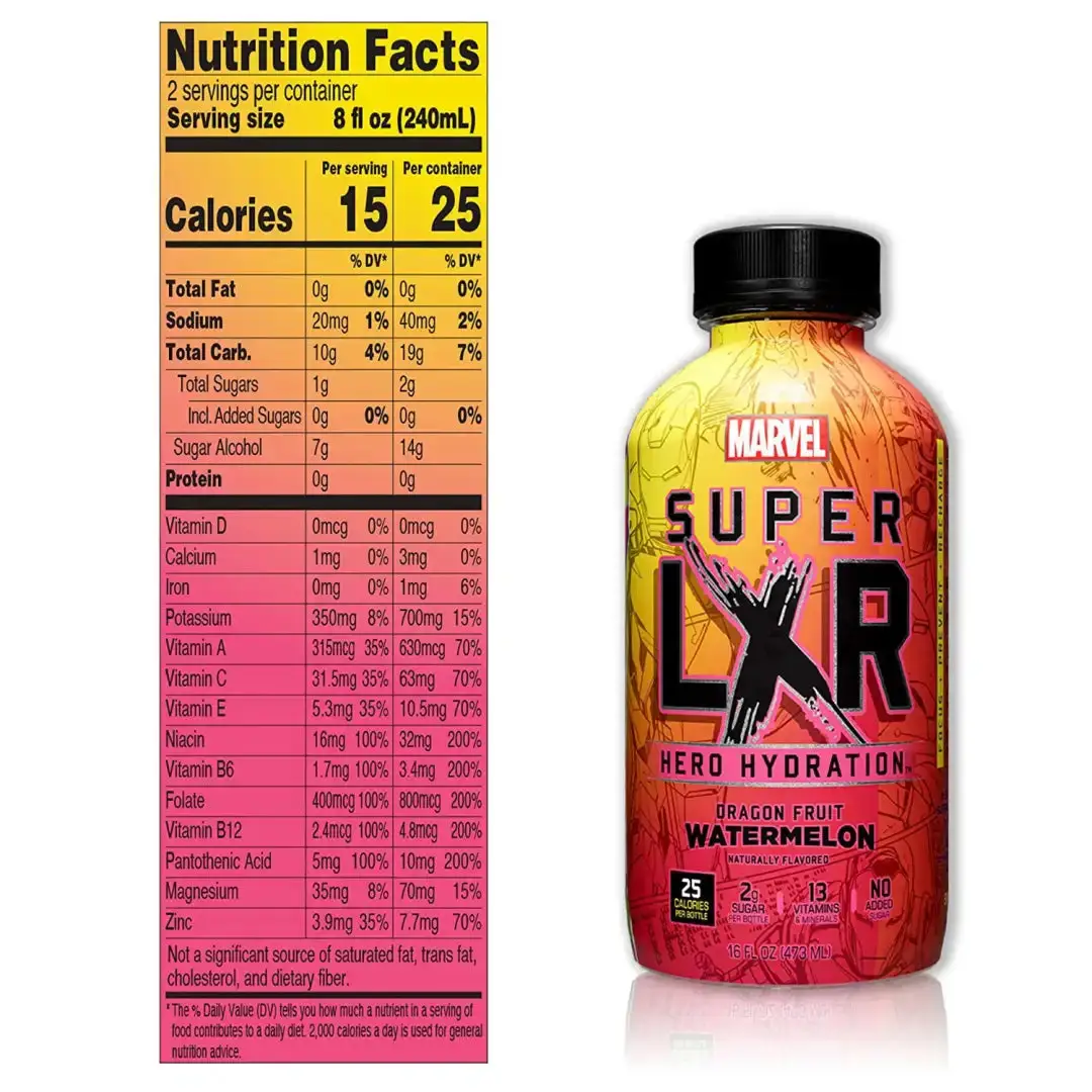 AriZona x Marvel Super LXR Hero Hydration - Dragon Fruit Watermelon - 16oz (Pack of 12) - Sports Drink, with Electrolytes - Image 5