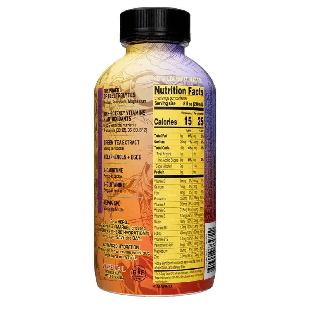 AriZona x Marvel Super LXR Hero Hydration - Peach Mango - 16oz (Pack of 12 - Image 3