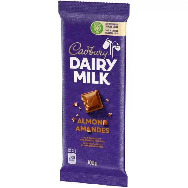 Cadbury Dairy Milk Almond Chocolate Bar, Case 100 g x 21 count - Image 3