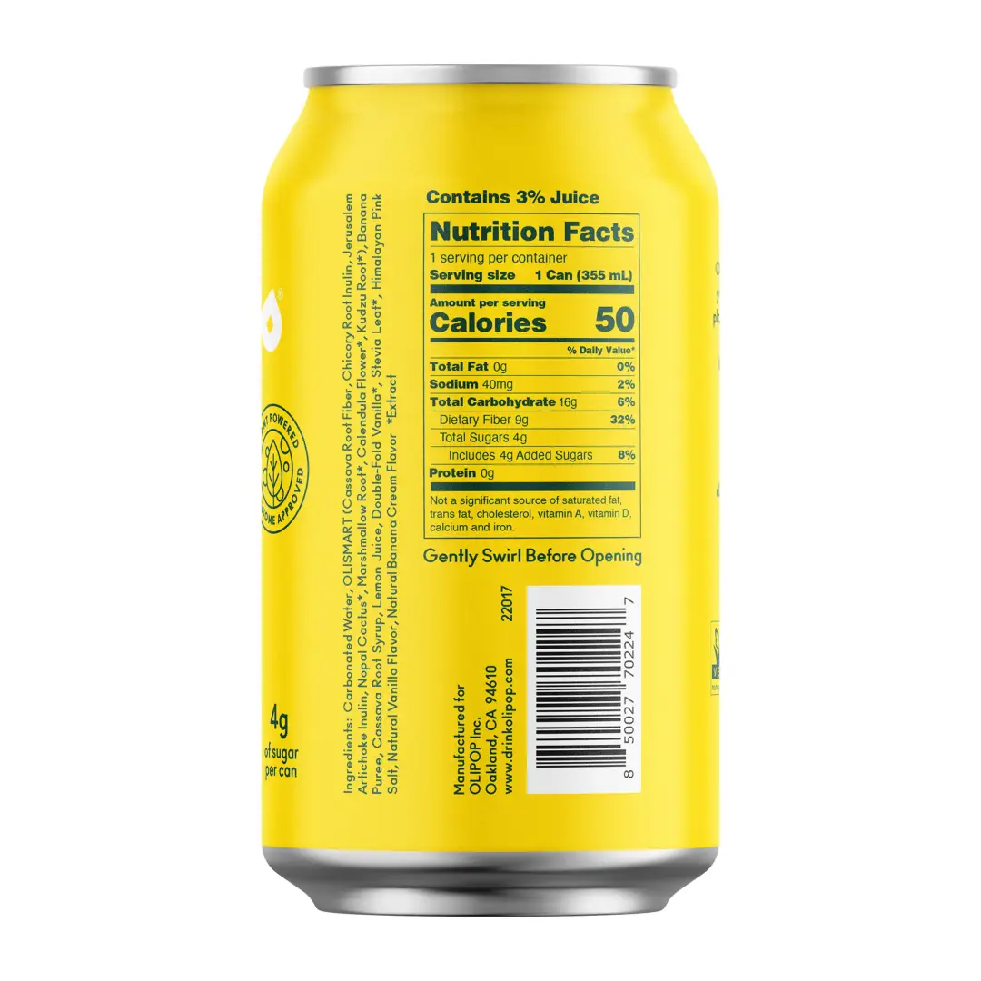 OLIPOP Prebiotic Soda, Banana Cream, 12 fl oz, 12 Pack - Image 3