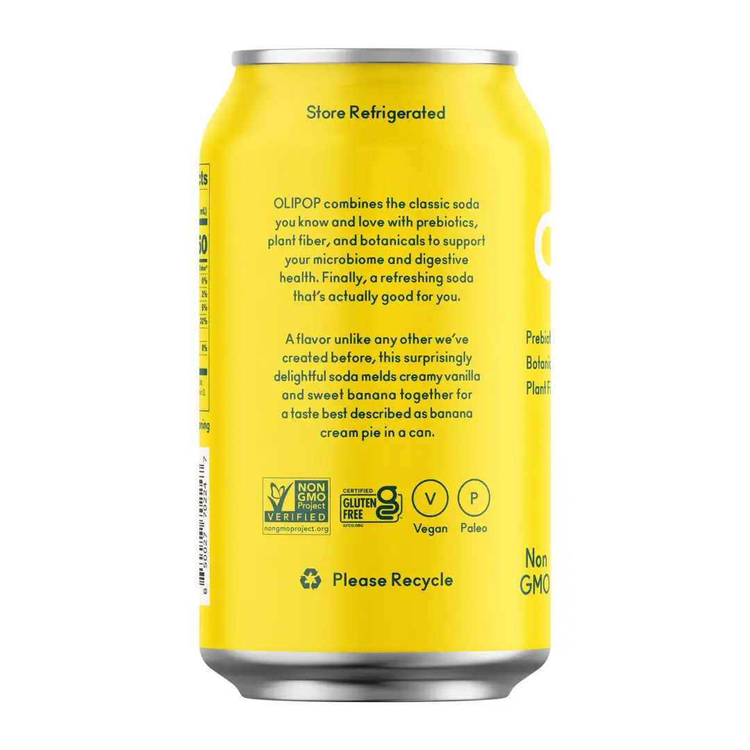 OLIPOP Prebiotic Soda, Banana Cream, 12 fl oz, 12 Pack - Image 4