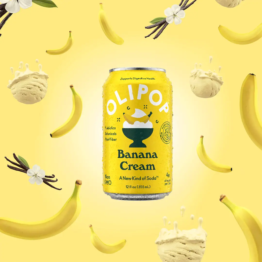 OLIPOP Prebiotic Soda, Banana Cream, 12 fl oz, 12 Pack - Image 5