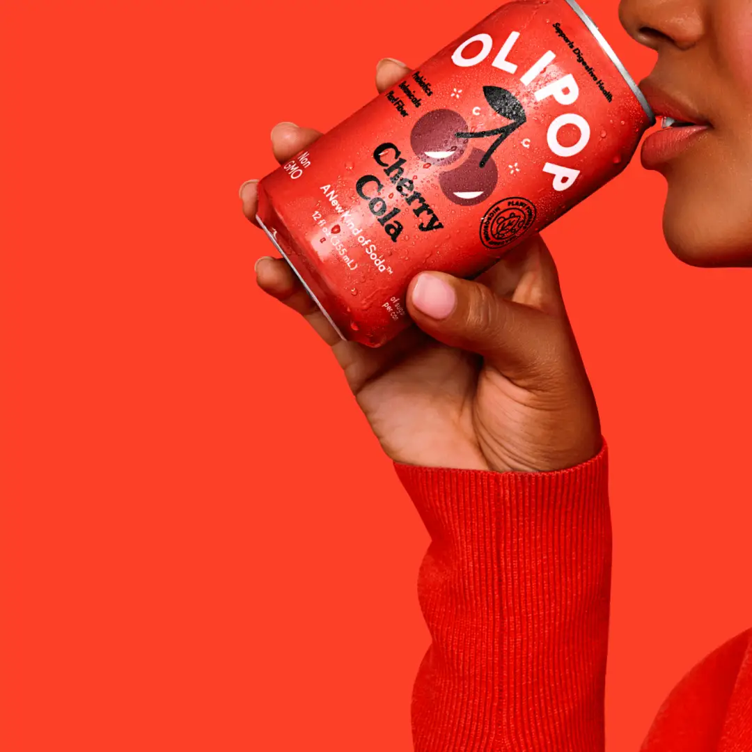 OLIPOP Prebiotic Soda, Cherry Cola, 12 fl oz , case 12ct - Image 4