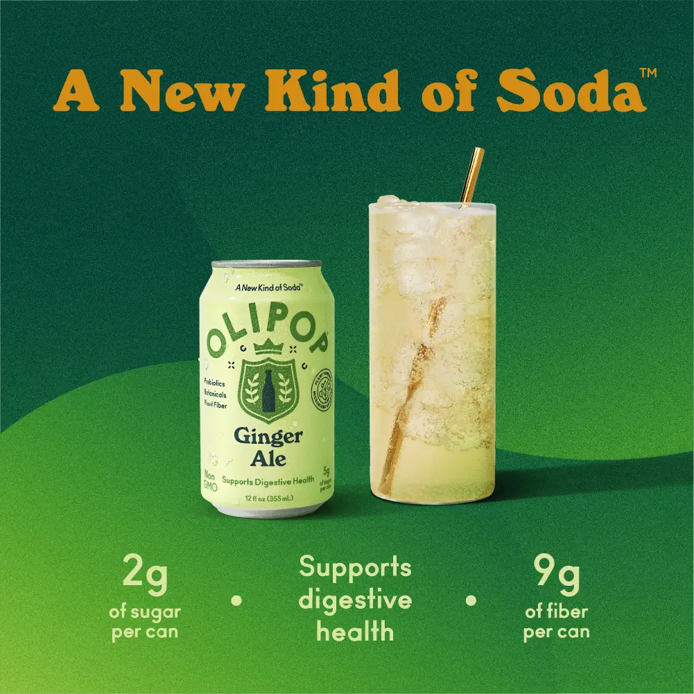 OLIPOP Prebiotic Soda, Ginger Ale, 12 fl oz -case 12ct - Image 3