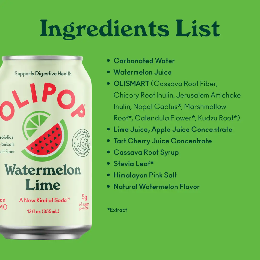 OLIPOP Prebiotic Soda, Watermelon Lime, 12 fl oz, 12 Pack - Image 6