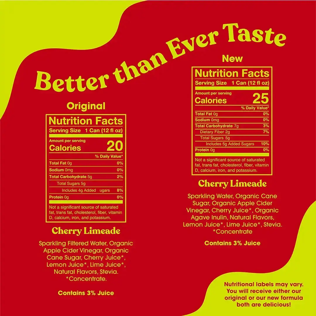 POPPI Sparkling Prebiotic Cherry Limeade Sodamade with Apple Cider Vinegar, Seltzer Water & Fruit Juice,  12oz (12 Pack) - Image 3