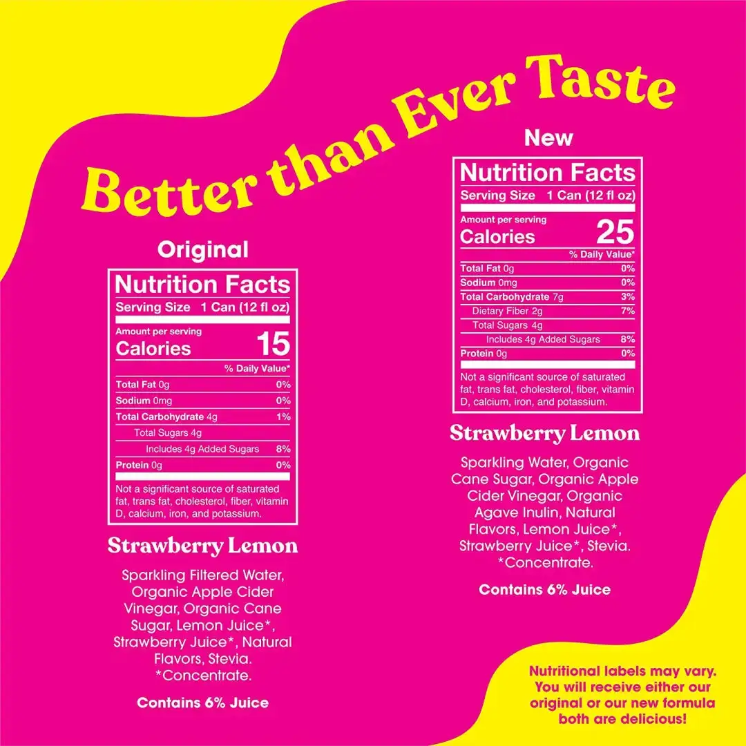 POPPI Sparkling Prebiotic Strawberry Lemon Soda made with Apple Cider Vinegar, Seltzer Water & Fruit Juice,  12oz (12 Pack) - Image 5