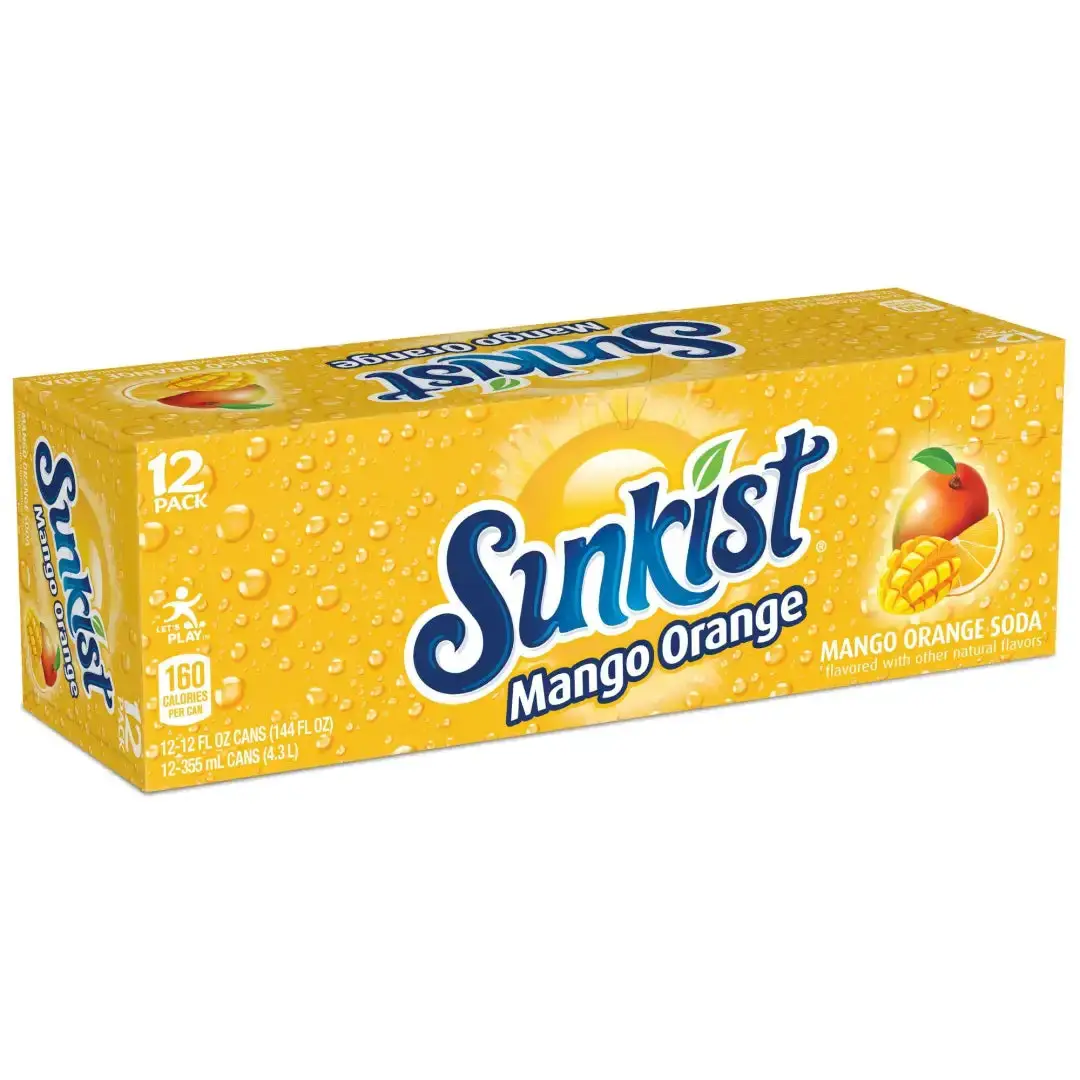 Sunkist Mango Orange Soda, 12 fl oz cans, 12 pack - Image 3