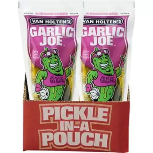 Van Holten's Garlic Joe Zesty Garlic Pickles in a pouch 12 pack Case - Image 3