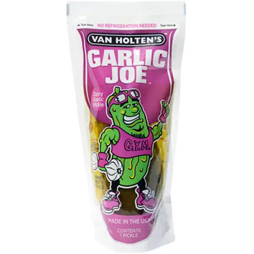 Van Holten's Garlic Joe Zesty Garlic Pickles in a pouch 12 pack Case - Image 4