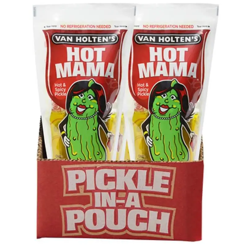 Van Holten's Hot Mama Hot & Spicy Pickles in a pouch 12 pack Case - Image 3