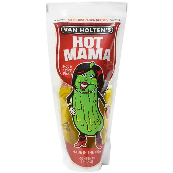 Van Holten's Hot Mama Hot & Spicy Pickles in a pouch 12 pack Case - Image 4