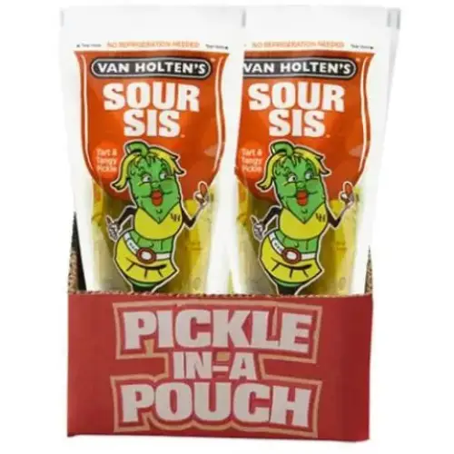 Van Holten's Sour Sis Tart & Tangy Pickles in a pouch 12 pack Case - Image 3