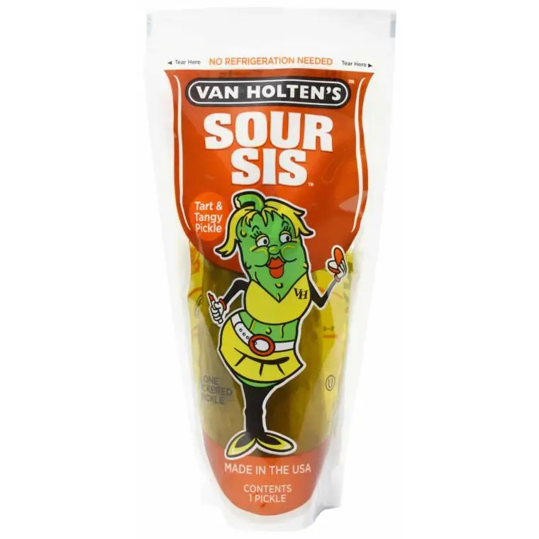 Van Holten's Sour Sis Tart & Tangy Pickles in a pouch 12 pack Case - Image 4